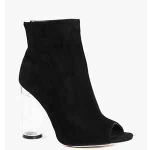 See-through black heels w/ glass block round heel